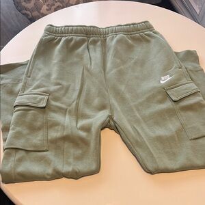 Nike Green Cargo Joggers with Elastic Waistband